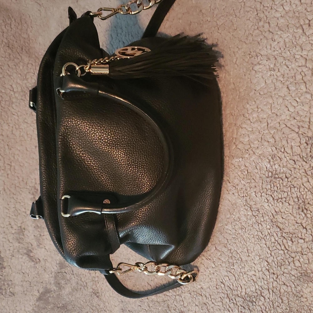 Michael Kors Black Pebbled Leather Shoulder Handbag